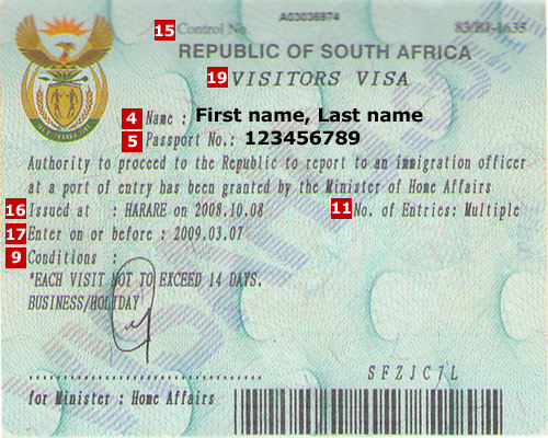 south africa visit visa from india